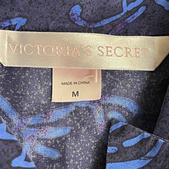 VICTORIA'S Secret Blue Silk Button Down Blouse M - Picture 5 of 6